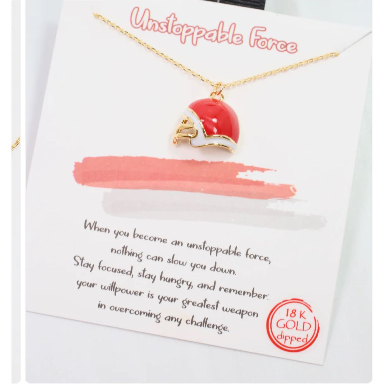 Enamel Helmet Necklace Red White