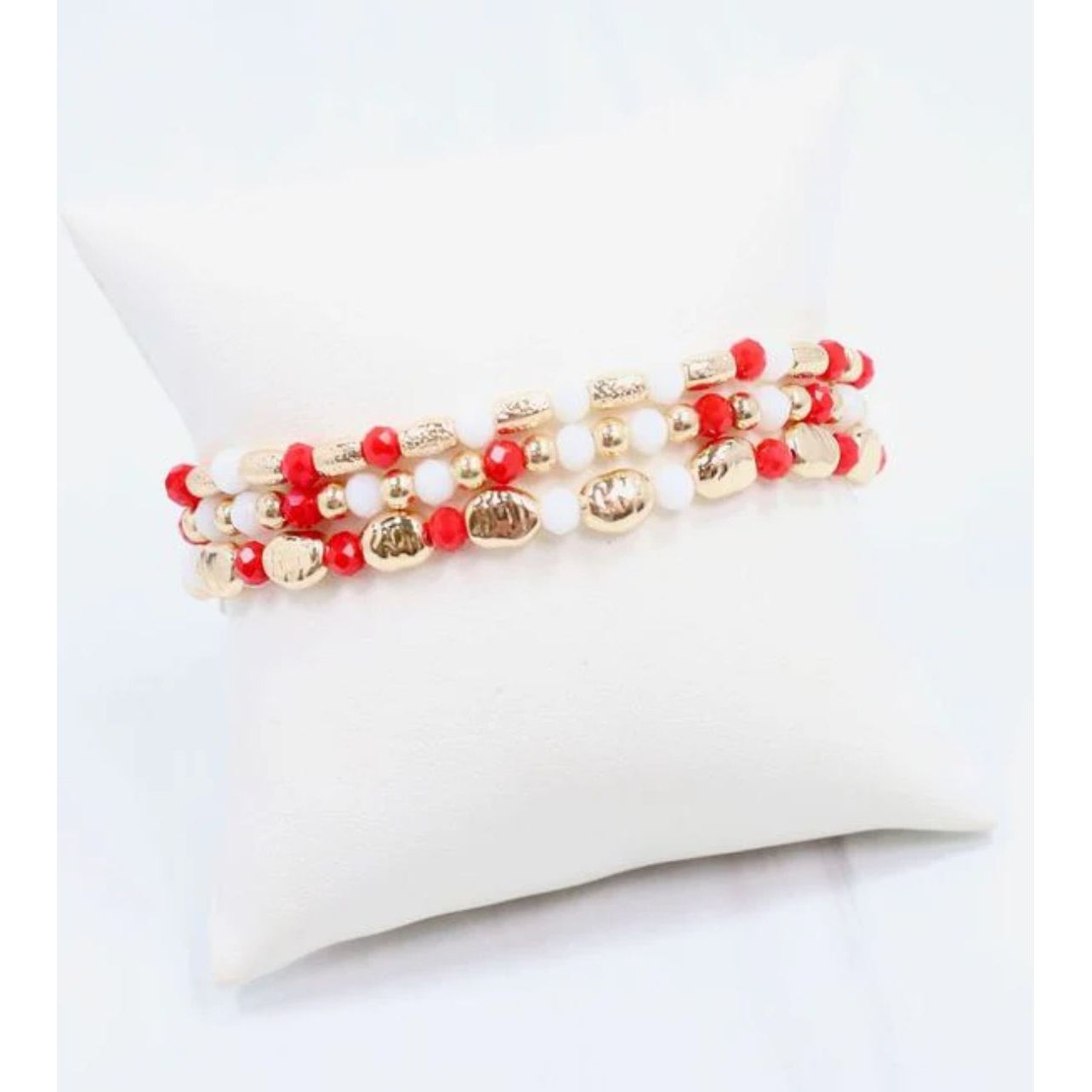Spirit Beaded Bracelet Set Red White