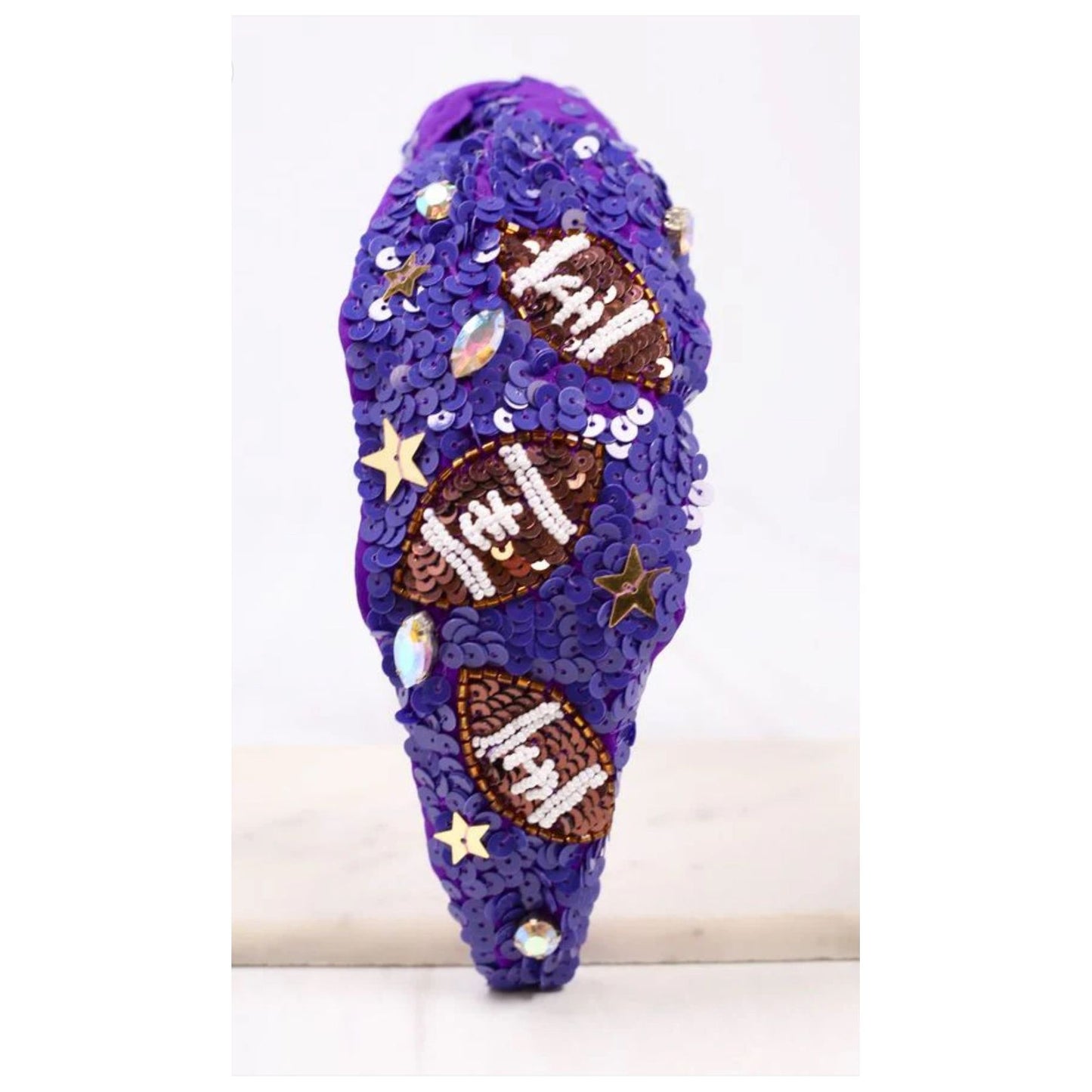 Interception Football Sequin Headband Purple