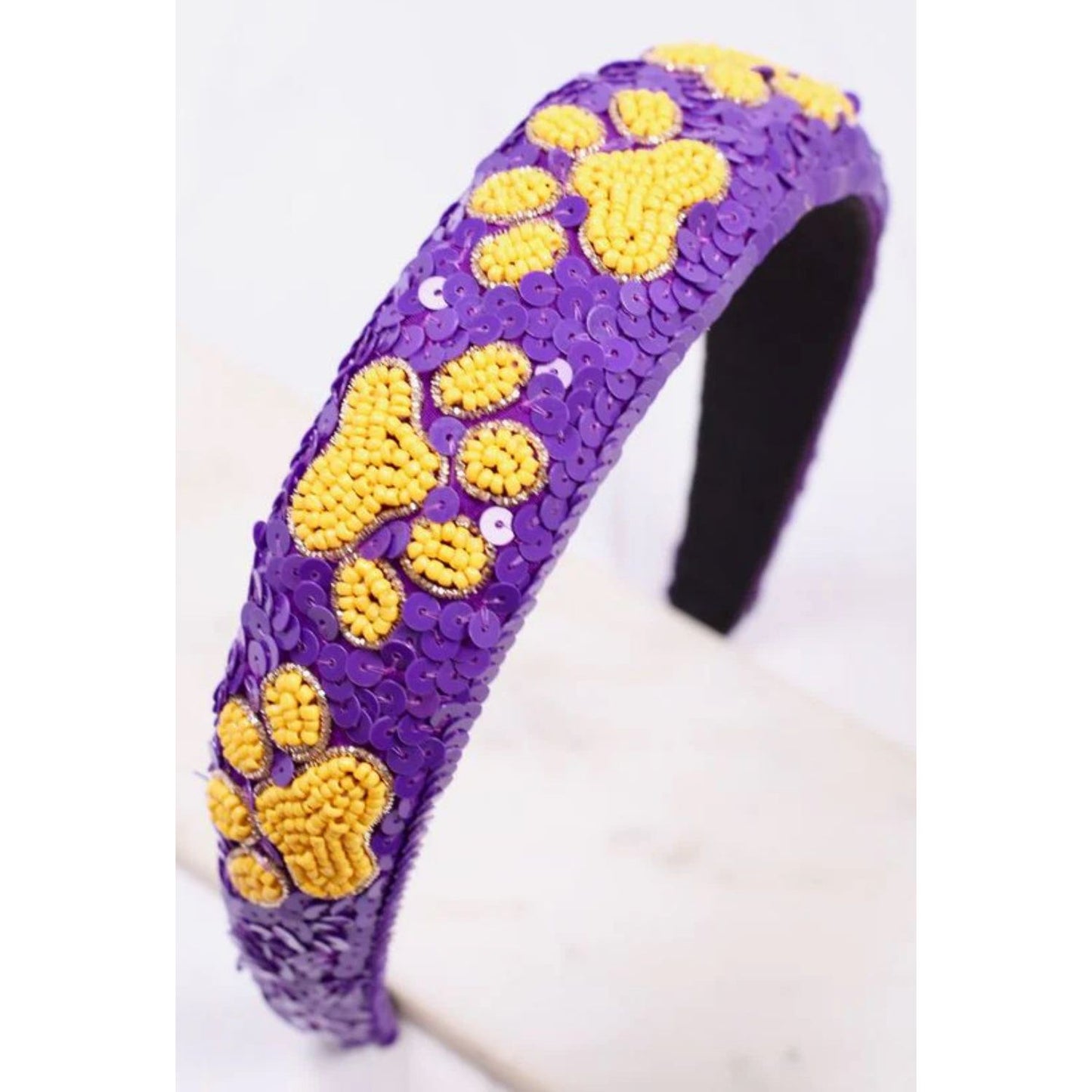 Sequin Pawty Headband Purple Yellow