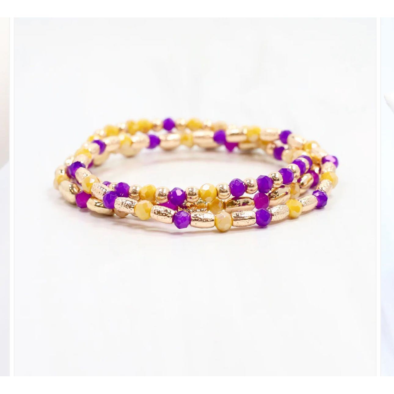Spirit Beaded Bracelet Set Purple Gold