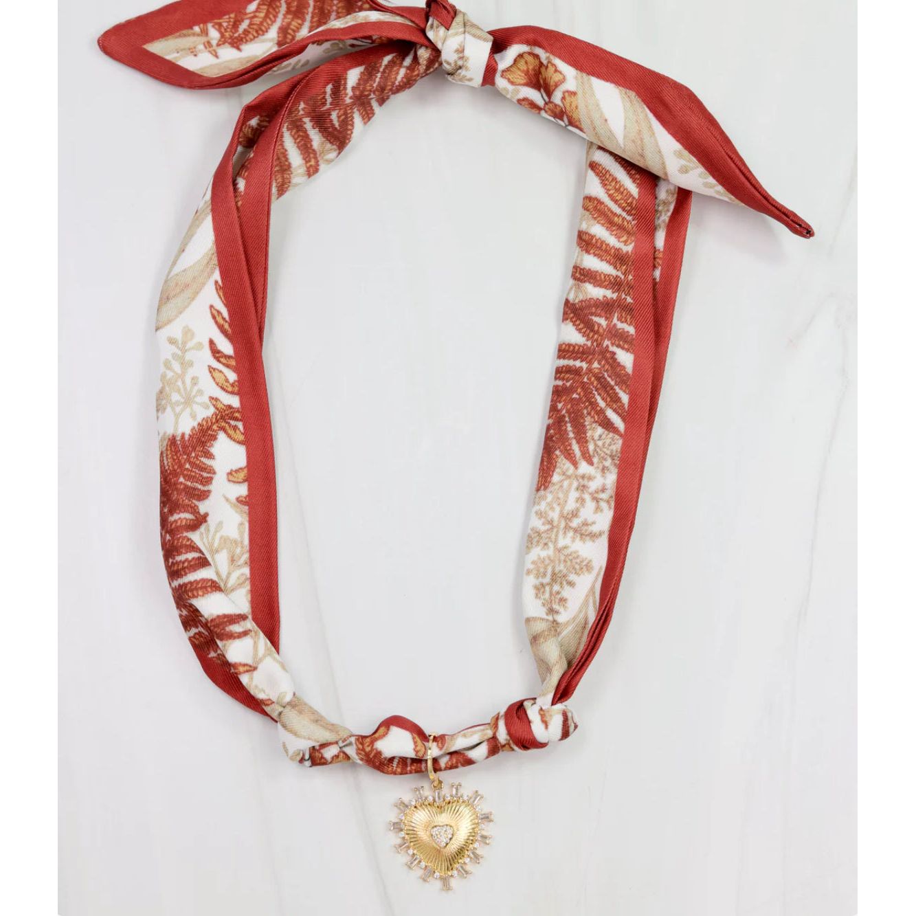 Lillie Scarf Charm Necklace Rust Beige