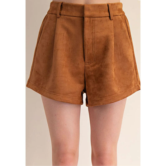 Camel Suede Shorts