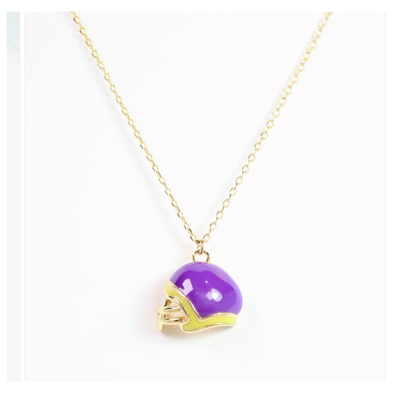 Enamel Helmet Necklace Purple Gold