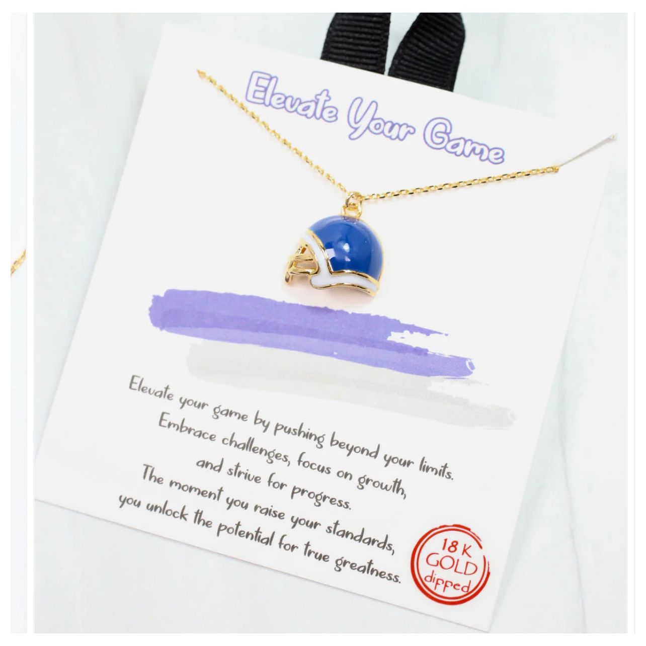 Enamel Helmet Necklace Blue White