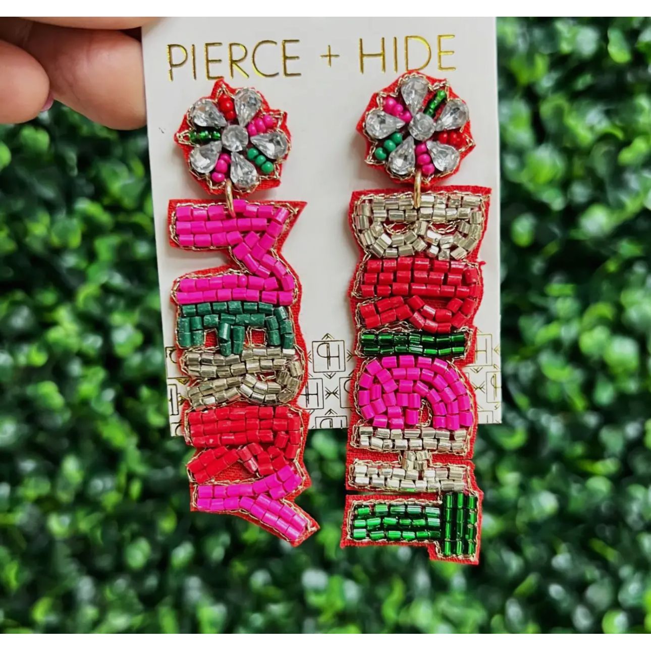 Custom Beaded Merry and Bright Earrings