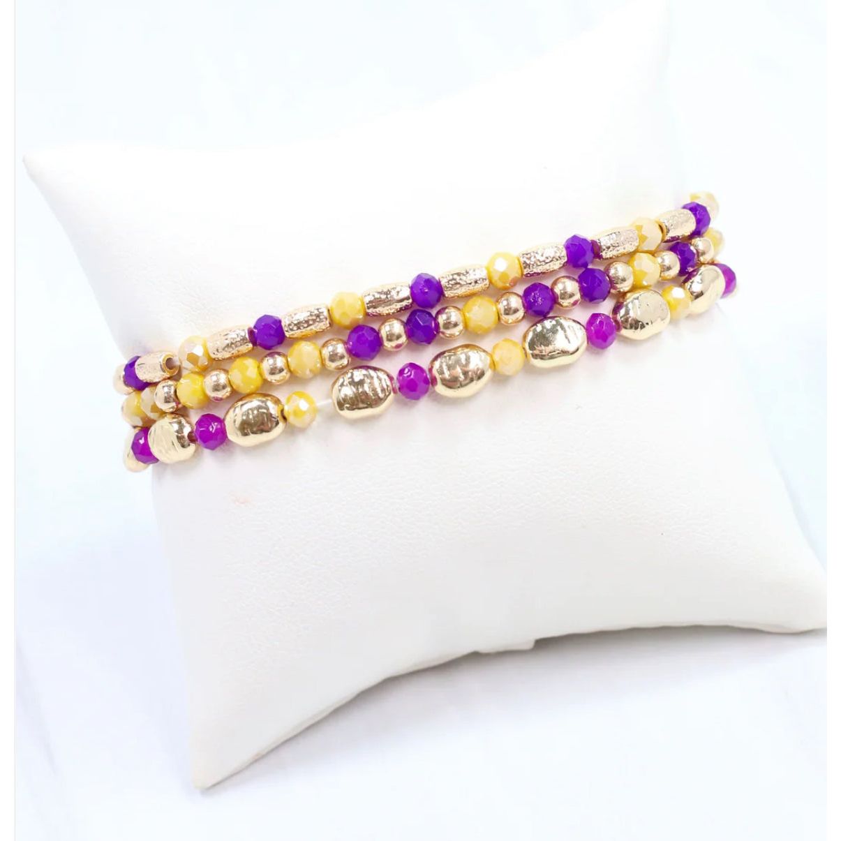 Spirit Beaded Bracelet Set Purple Gold