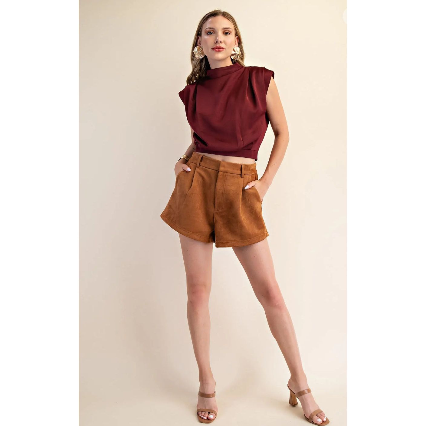 Camel Suede Shorts