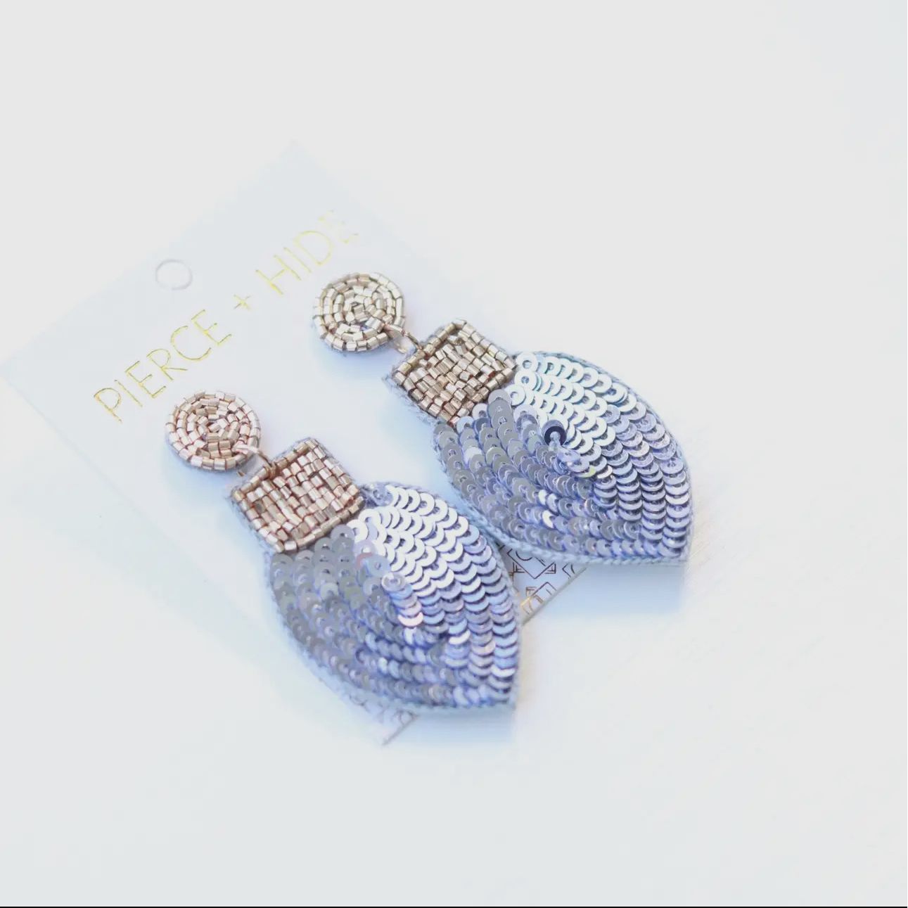 Custom Sequin Bulb Earrings - Silver