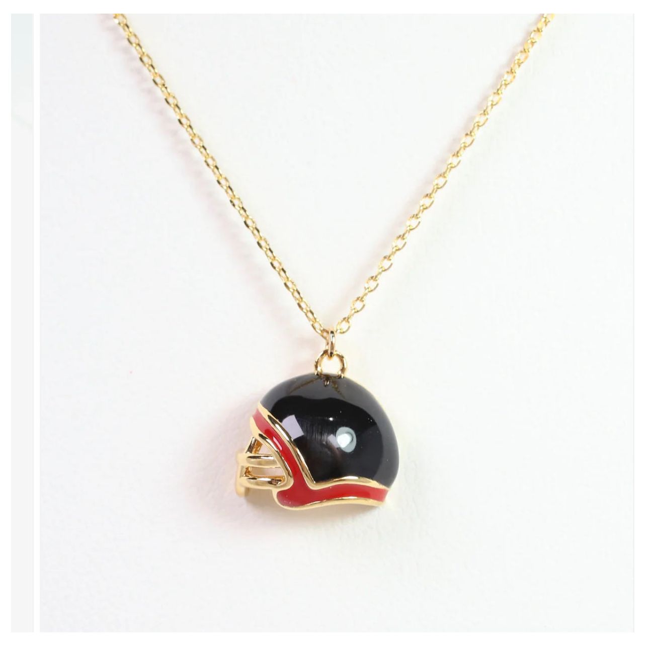 Enamel Helmet Necklace Red Black