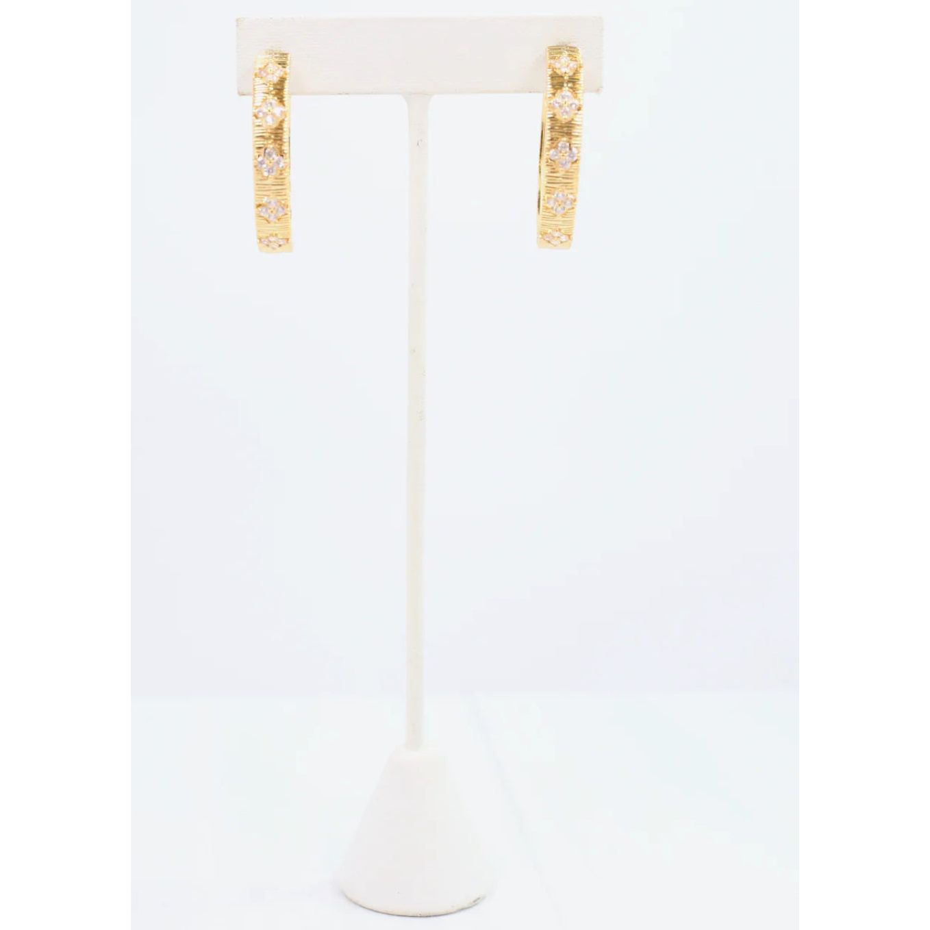 Hollman Crystal Clover Hoop Gold