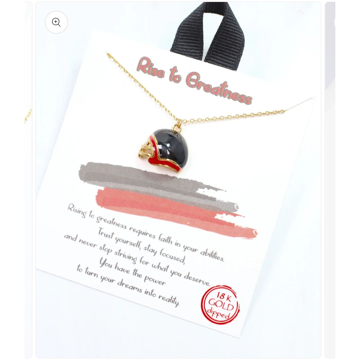 Enamel Helmet Necklace Red Black