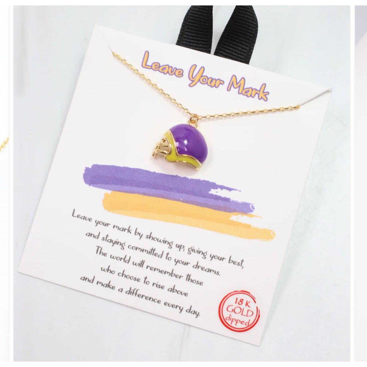 Enamel Helmet Necklace Purple Gold