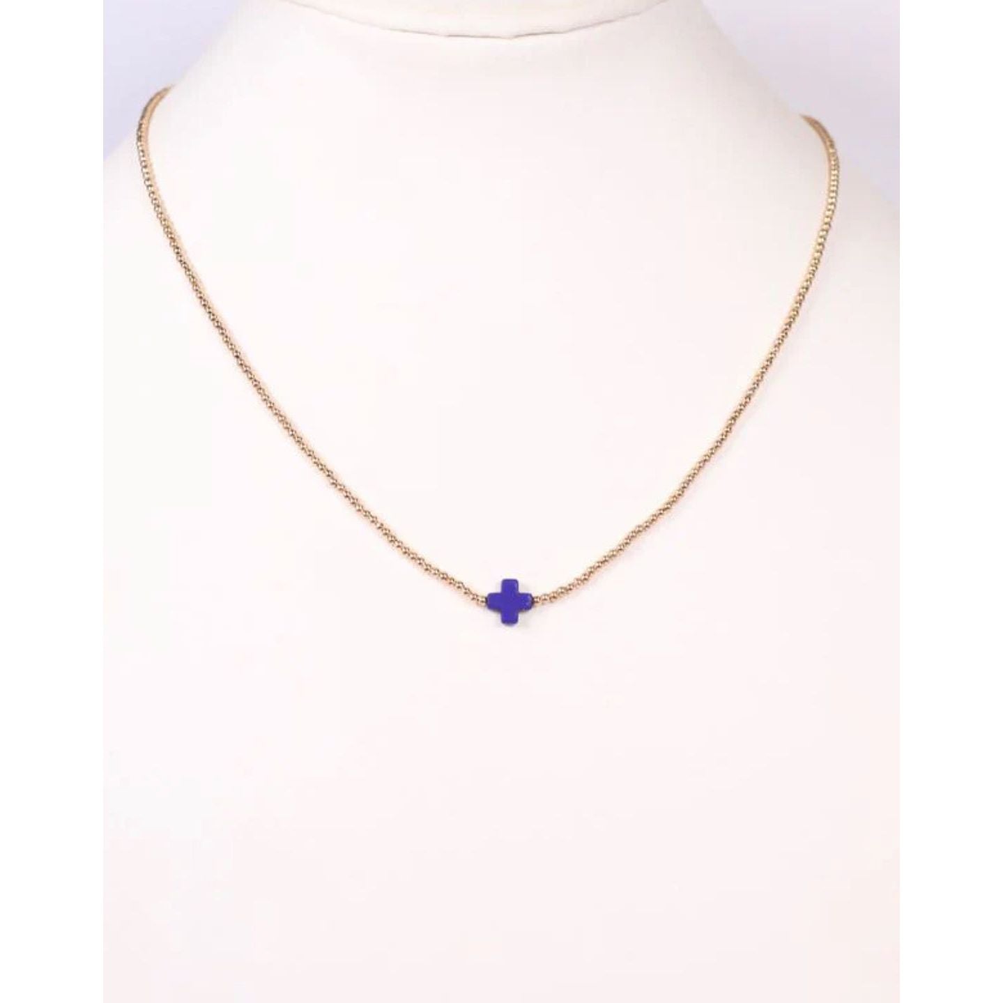 Rink Necklace with Cross Navy
