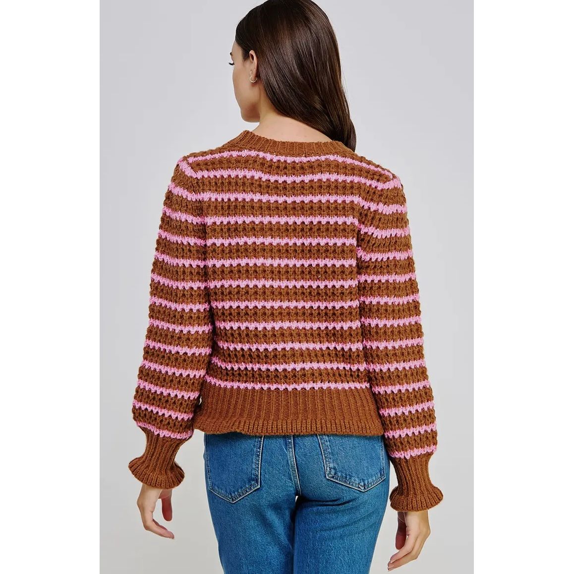 Sarah Striped Crochet Knit Sweater