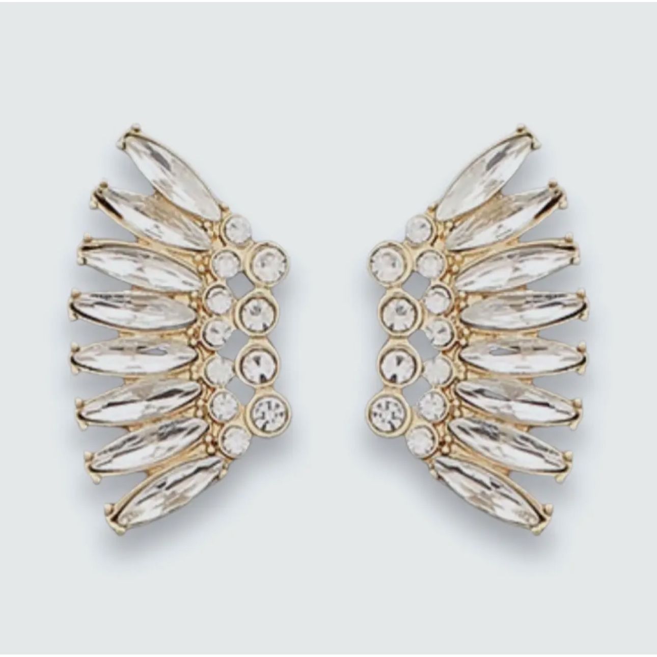 Gold Crystal Marquis Wing Earrings