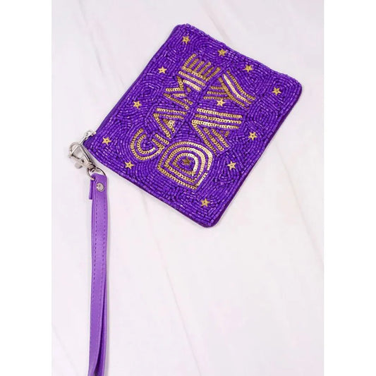 Game Day Star Wristlet Purple Gold