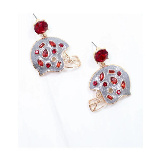 Halsey Helmet Earrings Burgundy Gray