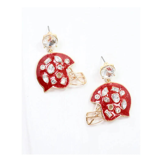 Halsey Helmet Earrings Burgundy White