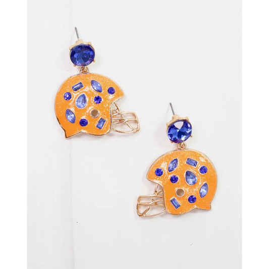 Halsey Helmet Earrings Orange Blue