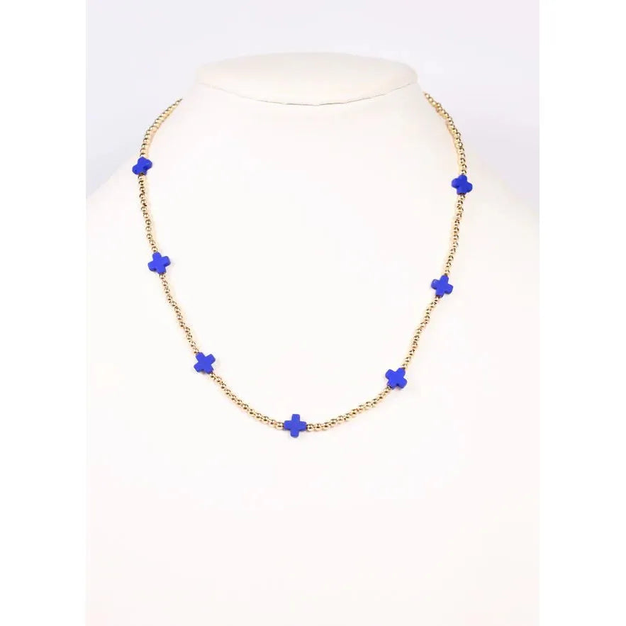 Kathy Necklace with Crosses Blue