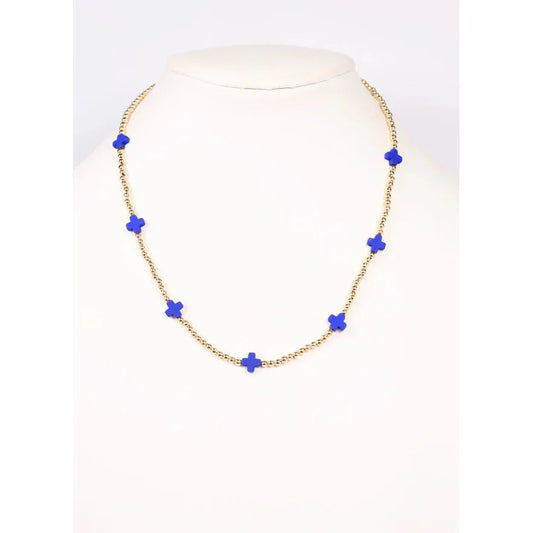 Kathy Necklace with Crosses Blue