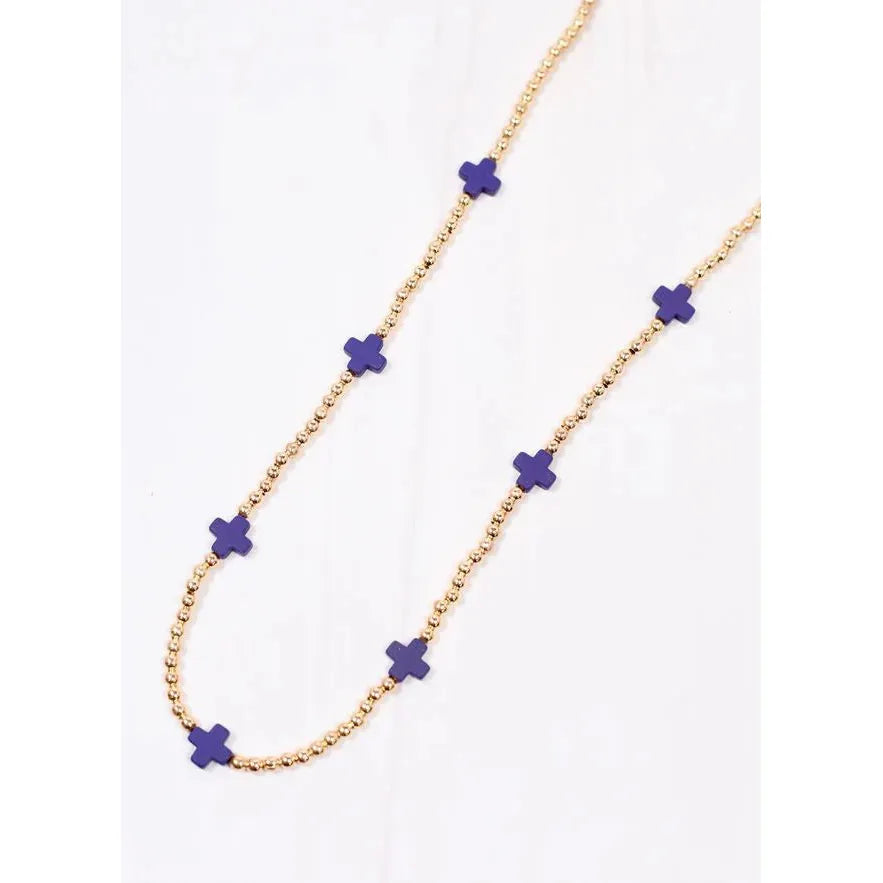 Kathy Necklace with Crosses Navy