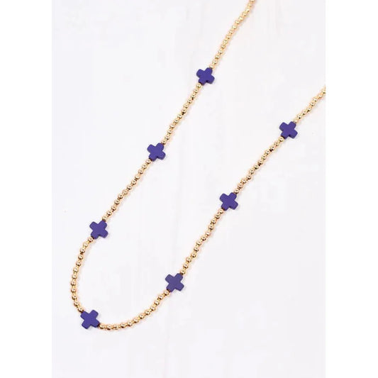 Kathy Necklace with Crosses Navy