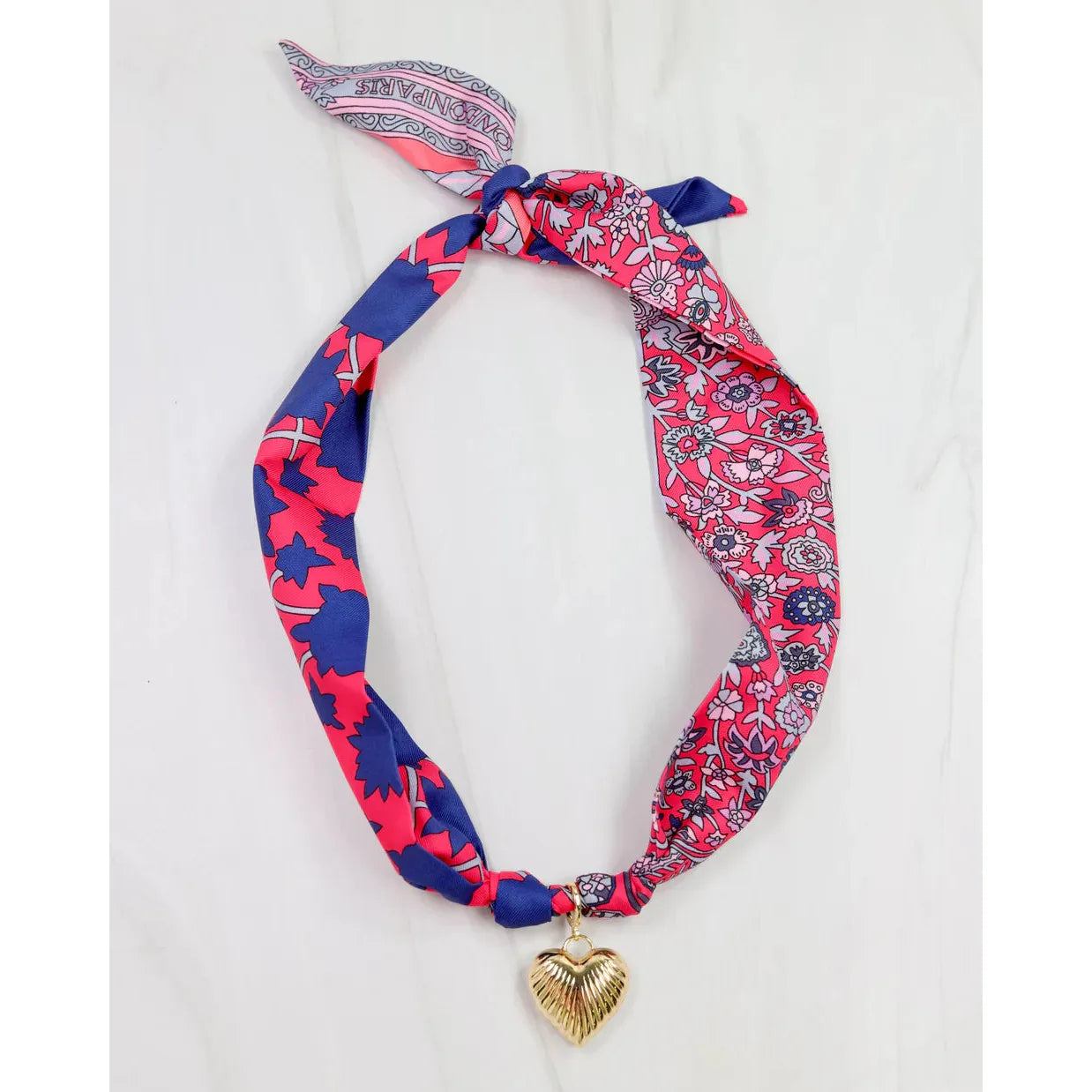 Lillie Scarf Charm Necklace Navy Red