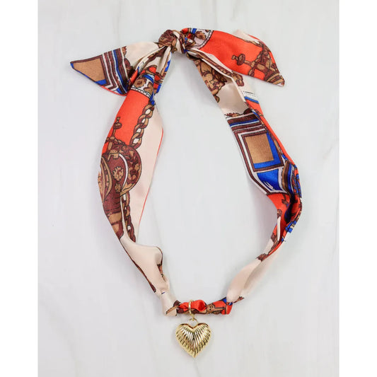 Lillie Scarf Charm Necklace Orange Blue