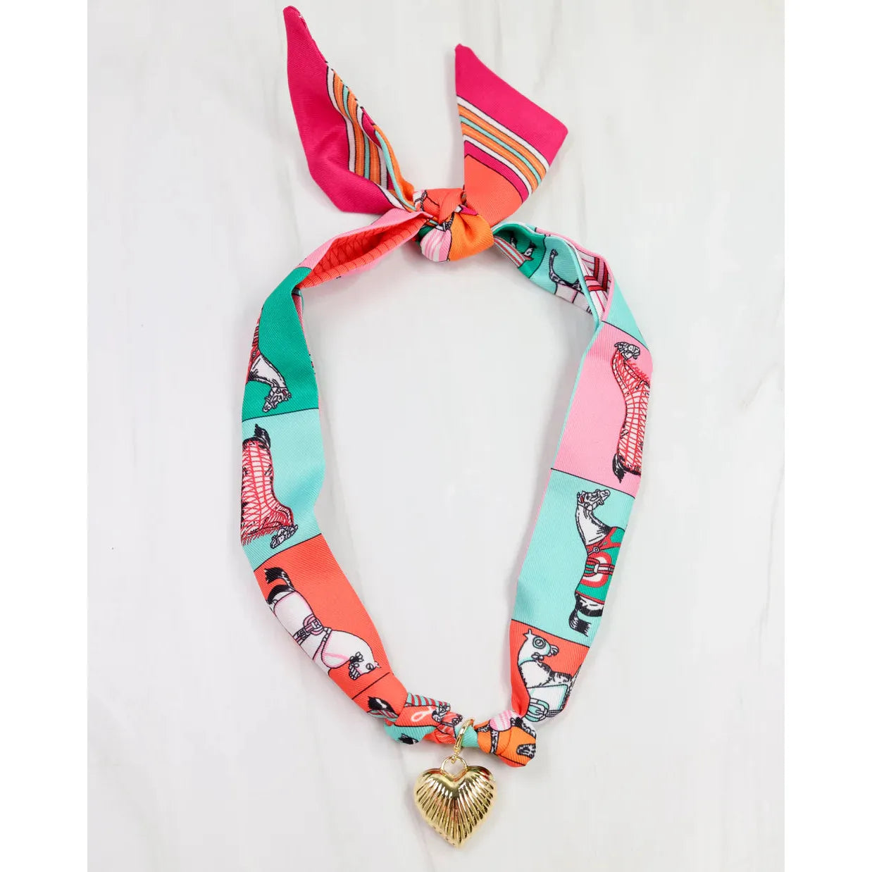 Lillie Scarf Charm Necklace Orange Turquoise Pink