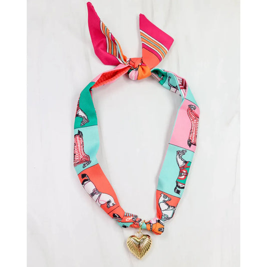 Lillie Scarf Charm Necklace Orange Turquoise Pink