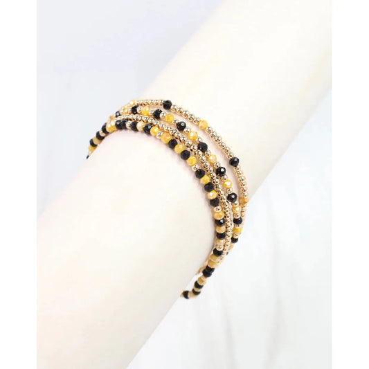 Lottie Beaded Bracelet Set Black Gold