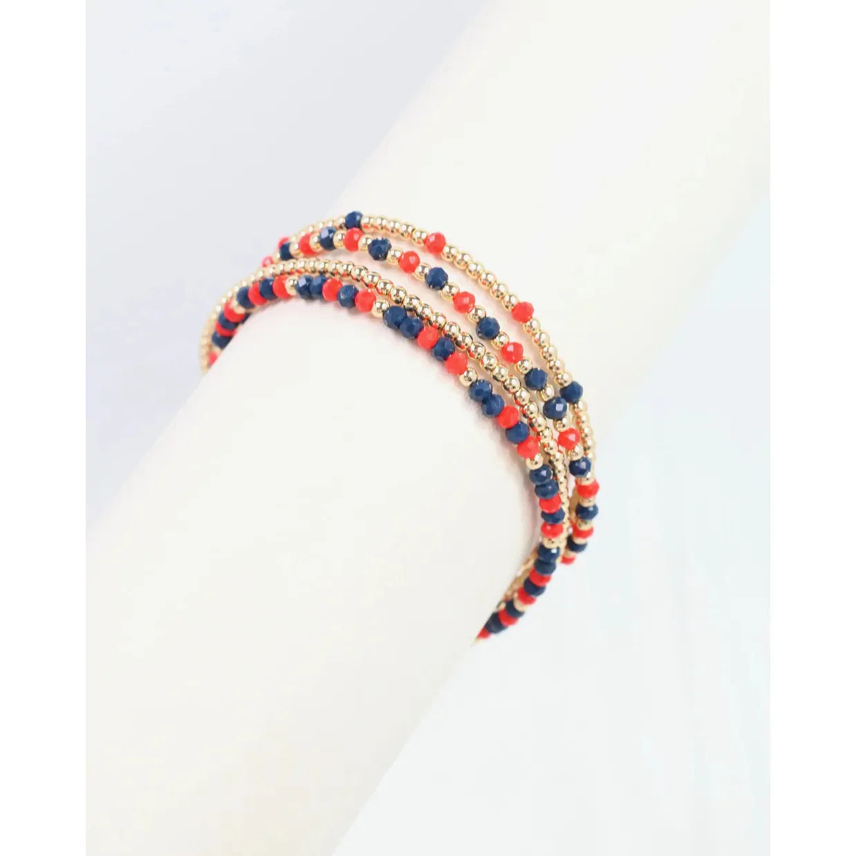 Lottie Beaded Bracelet Set Navy Red