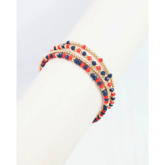 Lottie Beaded Bracelet Set Navy Red