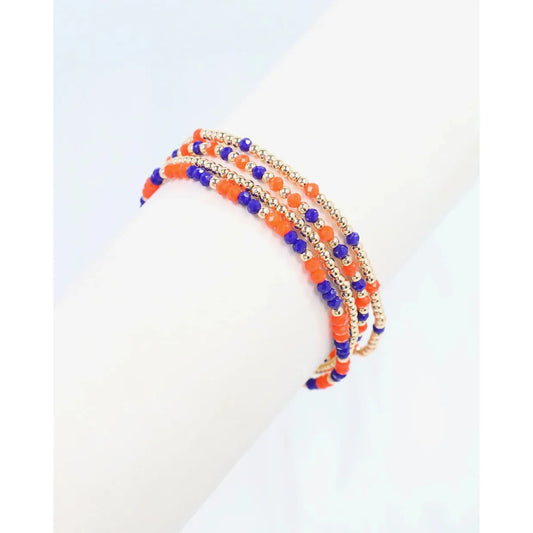 Lottie Beaded Bracelet Set Orange Blue