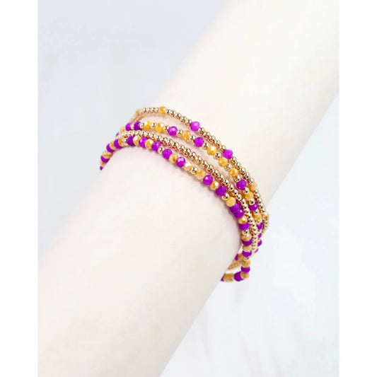 Lottie Beaded Bracelet Set Purple Gold