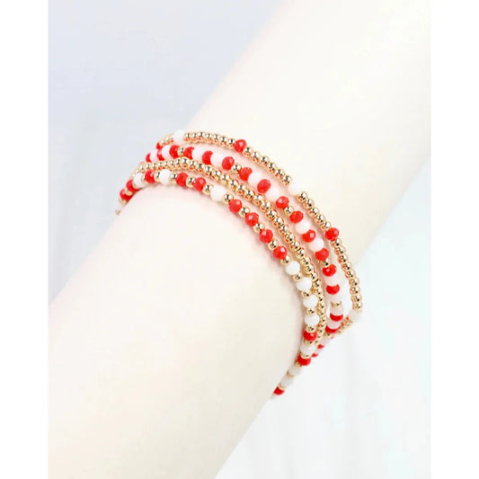 Lottie Beaded Bracelet Set Red White