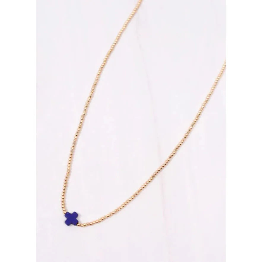 Rink Necklace with Cross Navy