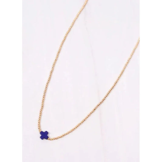 Rink Necklace with Cross Navy