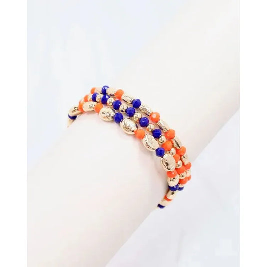 Spirit Beaded Bracelet Set Blue Orange