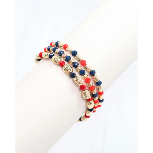 Spirit Beaded Bracelet Set Navy Red