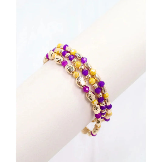 Spirit Beaded Bracelet Set Purple Gold