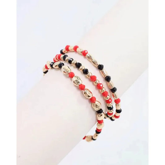 Spirit Beaded Bracelet Set Red Black