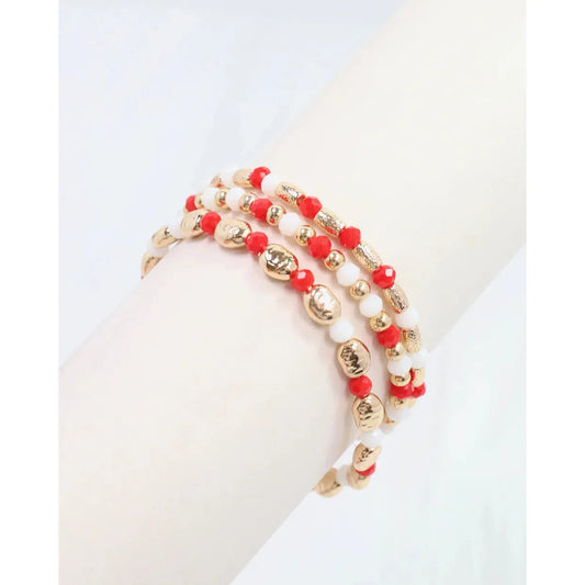 Spirit Beaded Bracelet Set Red White