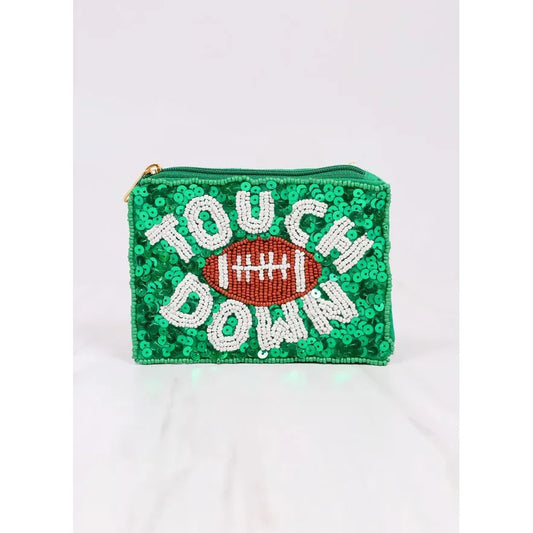 Touch Down Sequin Pouch Green
