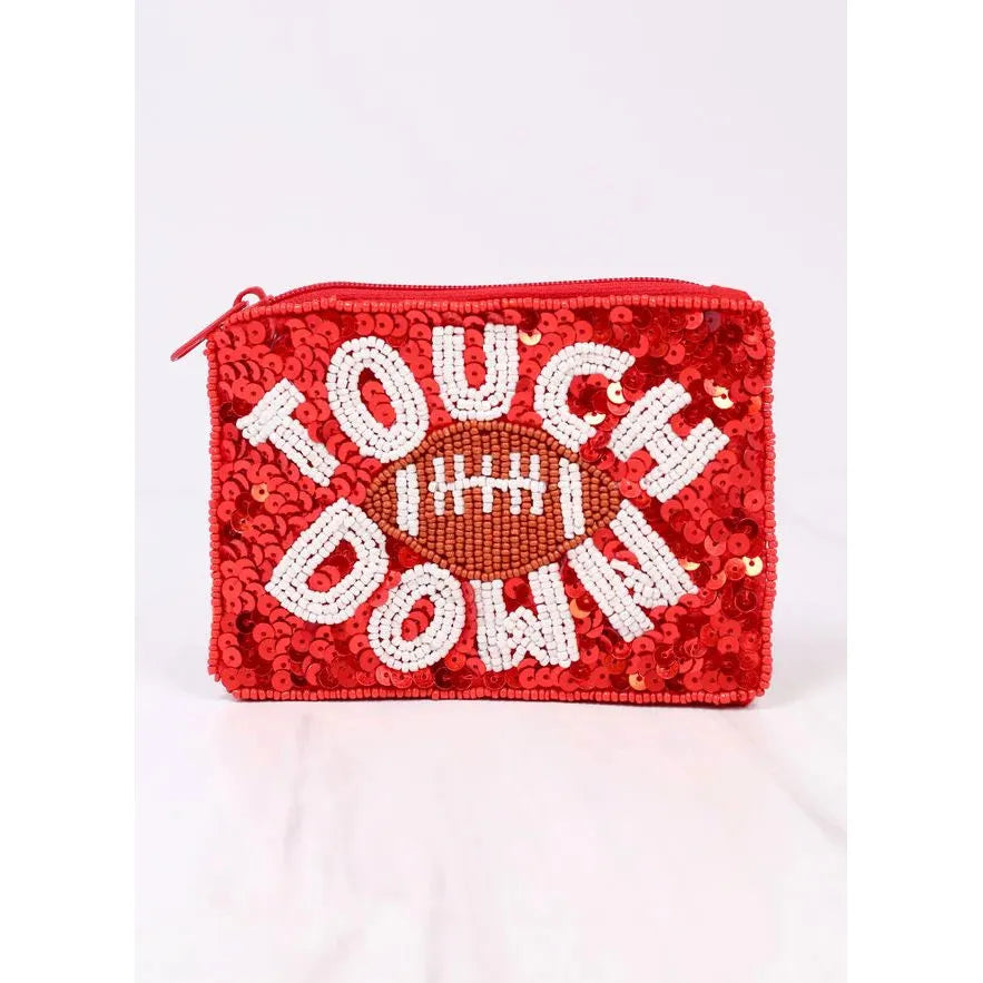 Touch Down Sequin Pouch Red