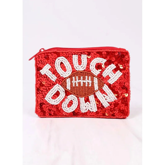 Touch Down Sequin Pouch Red