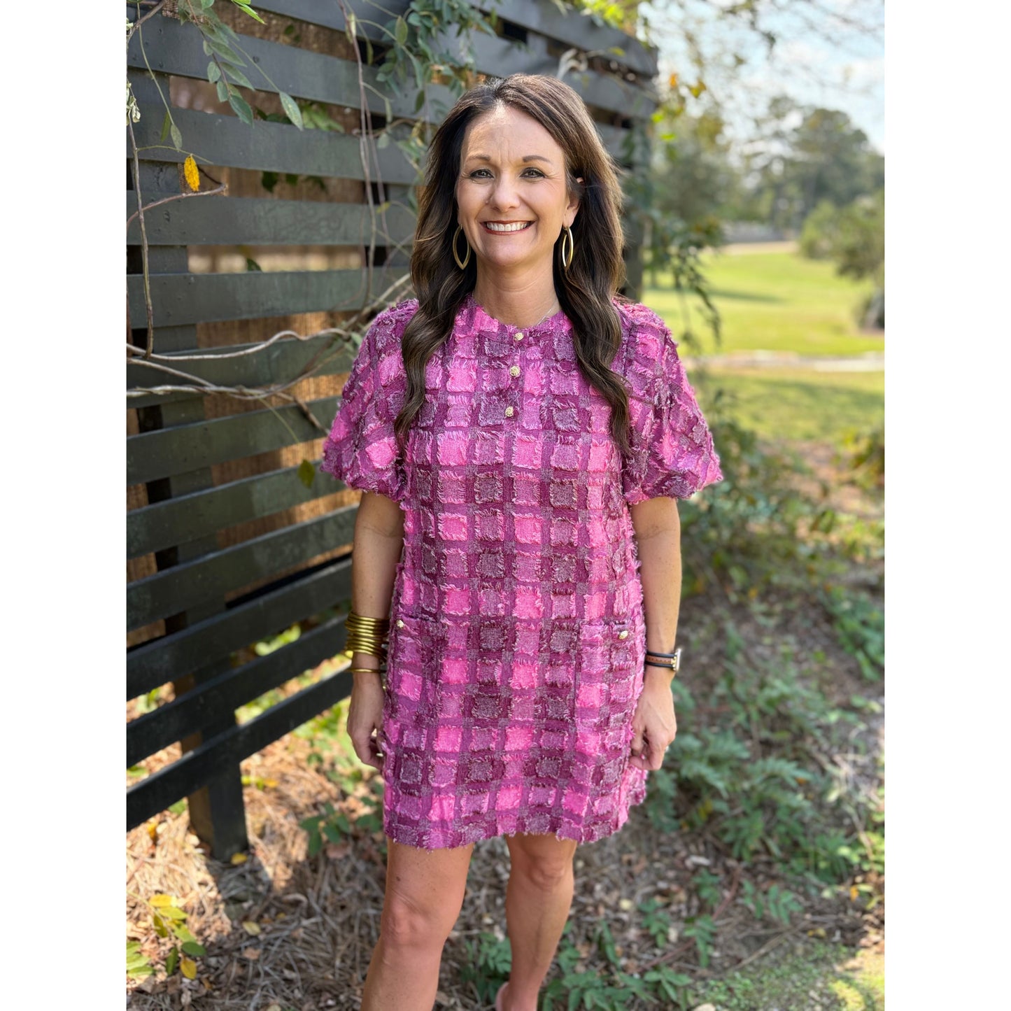 Julia Fringe Plaid Mini Dress