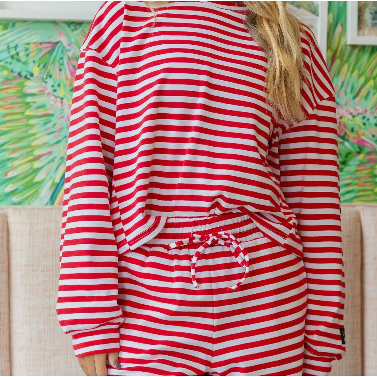 Lulu Mac Striped Long Sleeve Top - Red
